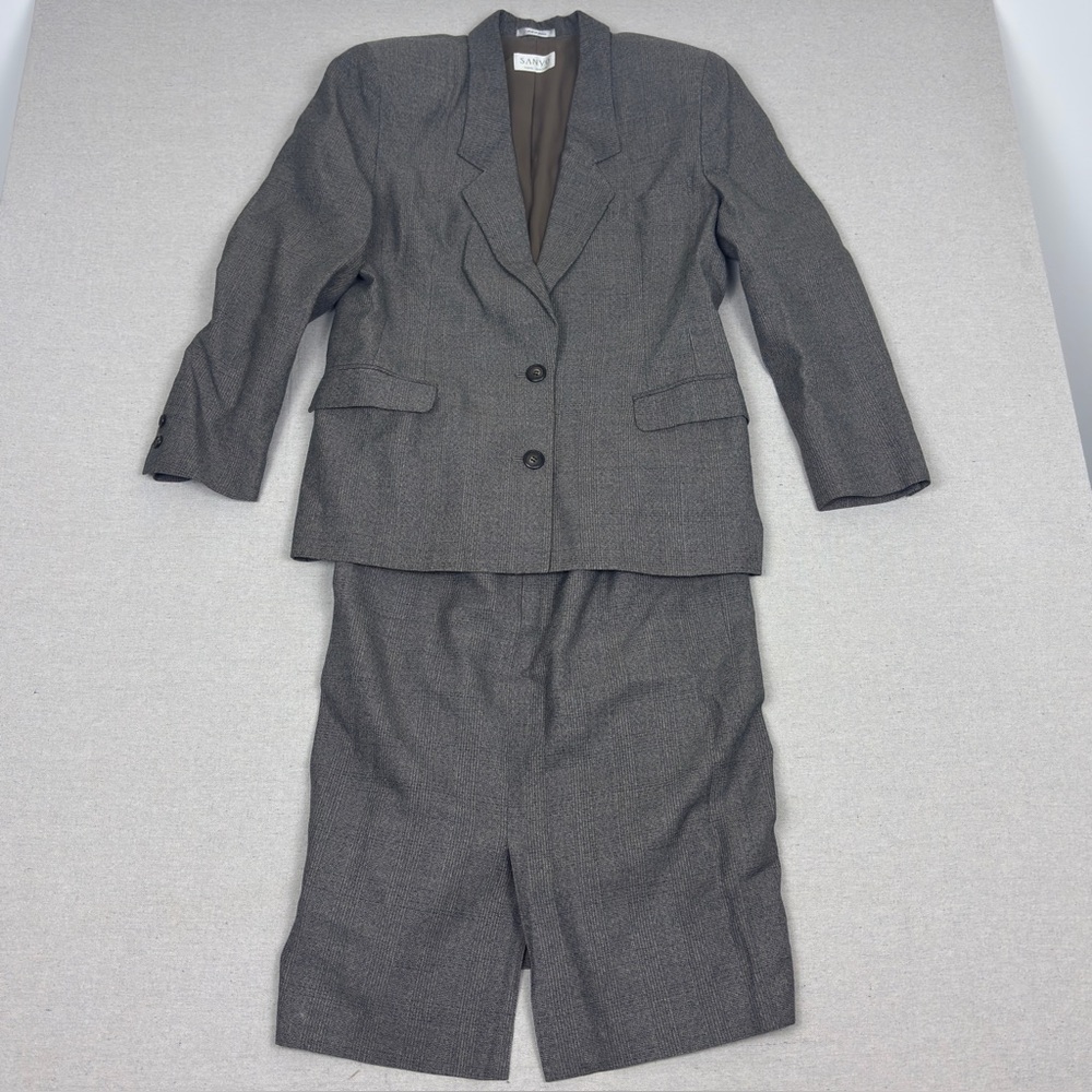 Vintage Sanyo Brown Wool Skirt Suit Set Tokyo Japan